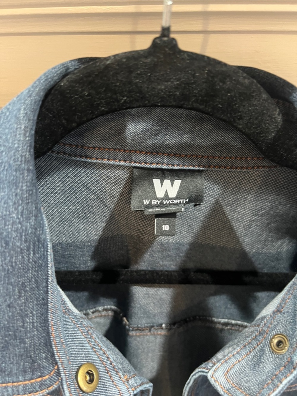 W by Worth Two-Tone Blue Denim Button Jacket - Picture 5 of 7